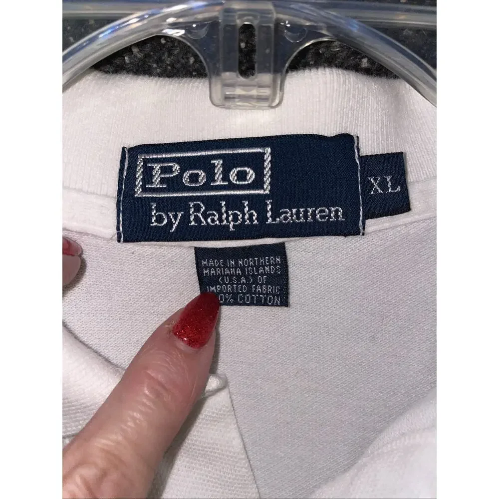 Polo Ralph Lauren Shirt Men's XL White Made In Northern Mariana Islands USA 90s